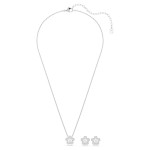 Swarovski smykkesett Ariana Grande x Swarovski set Crystal pearl, Round cut, Flower, White, Rhodium plated - 5749180
