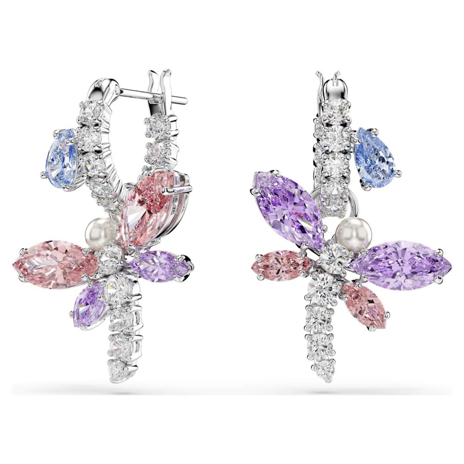 Swarovski øredobber Ariana Grande x Swarovski drop earrings Mixed cuts, Dragonfly, Multicolored, Rhodium plated - 5749185