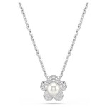 Swarovski smykke Ariana Grande x Swarovski pendant Crystal Pearl, Round cut, Flower, White, Rhodium plated - 5755817