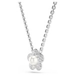 Swarovski smykke Ariana Grande x Swarovski pendant Crystal Pearl, Round cut, Flower, White, Rhodium plated - 5755817