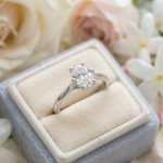 Forlovelsesring med Oval Lab Grown diamant i 0.72 ct og River (D) -VS1 - LG072HG