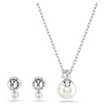 Swarovski smykkesett Matrix set Crystal pearl, Round cut, White, Rhodium plated - 5689624