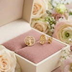 Øredobber Livets tre 585 i gult gull 14 kt, 8.4 mm - 47319