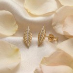 Øredobber Blad 585 i gult gull 14 kt, 5mm x 11mm - 47299