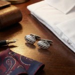 Mansjettknapper i hvitt gull 14 kt med diamanter 0,02ct W-Si -100002