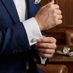 Mansjettknapper i hvitt gull 14 kt med diamanter 0,02ct W-Si -100002