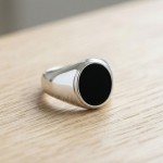 Herrering med sølv med agat - 64514ag