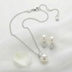Swarovski smykkesett Matrix set Crystal pearl, Round cut, White, Rhodium plated - 5689624