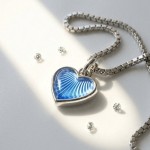 Smykke Lys blått hjerte i sølv, til barn - 11702