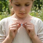 Smykke Lys blått hjerte i sølv, til barn - 11702