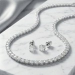 Swarovski smykkesett Matrix Tennis set Round cut, White, Rhodium plated - 5647730