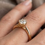 Diamantring forlovelsesring  0,70 ct TW-VS i 14kt gult gull. Leticia -180070700gg