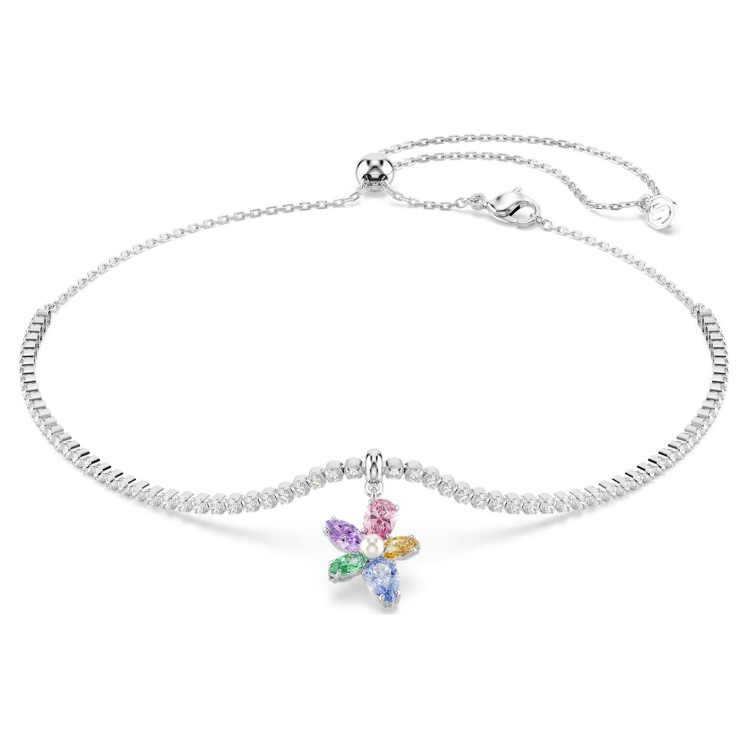 Swarovski collier Ariana Grande x Swarovski choker Mixed cuts, Flower, Multicolored, Rhodium plated - 5749189