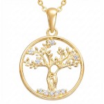 Smykke Livets tre i sølv forgylt og zirkoner - 3070145