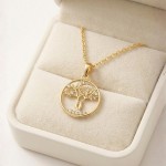 Smykke Livets tre i sølv forgylt og zirkoner - 3070145