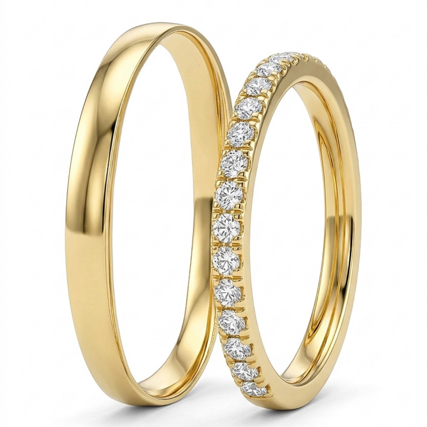 Gifteringer i gult gull 14 kt, 2.7 mm og 3 mm. GERSTNER - 29781