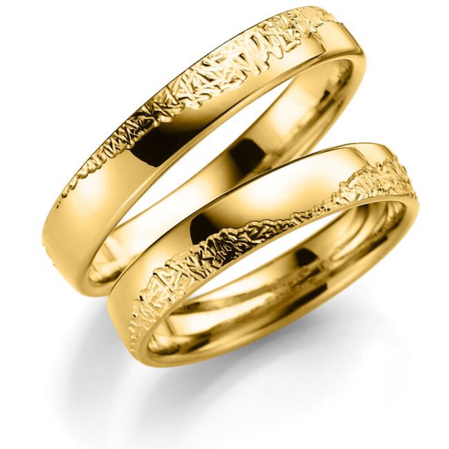 Gifteringer i serien Deg&Meg  i  585 gult gull, 4 mm. ESPELAND - SE124GU40