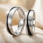 Gifteringer med carbon, diam. 0.035 ct, 6 mm. Carbon - 4806511