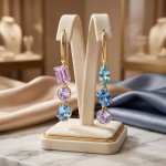 Swarovski øredobber Gema drop earrings Asymmetrical design, Mixed cuts, Multicolored, Gold-tone plated - 5747917