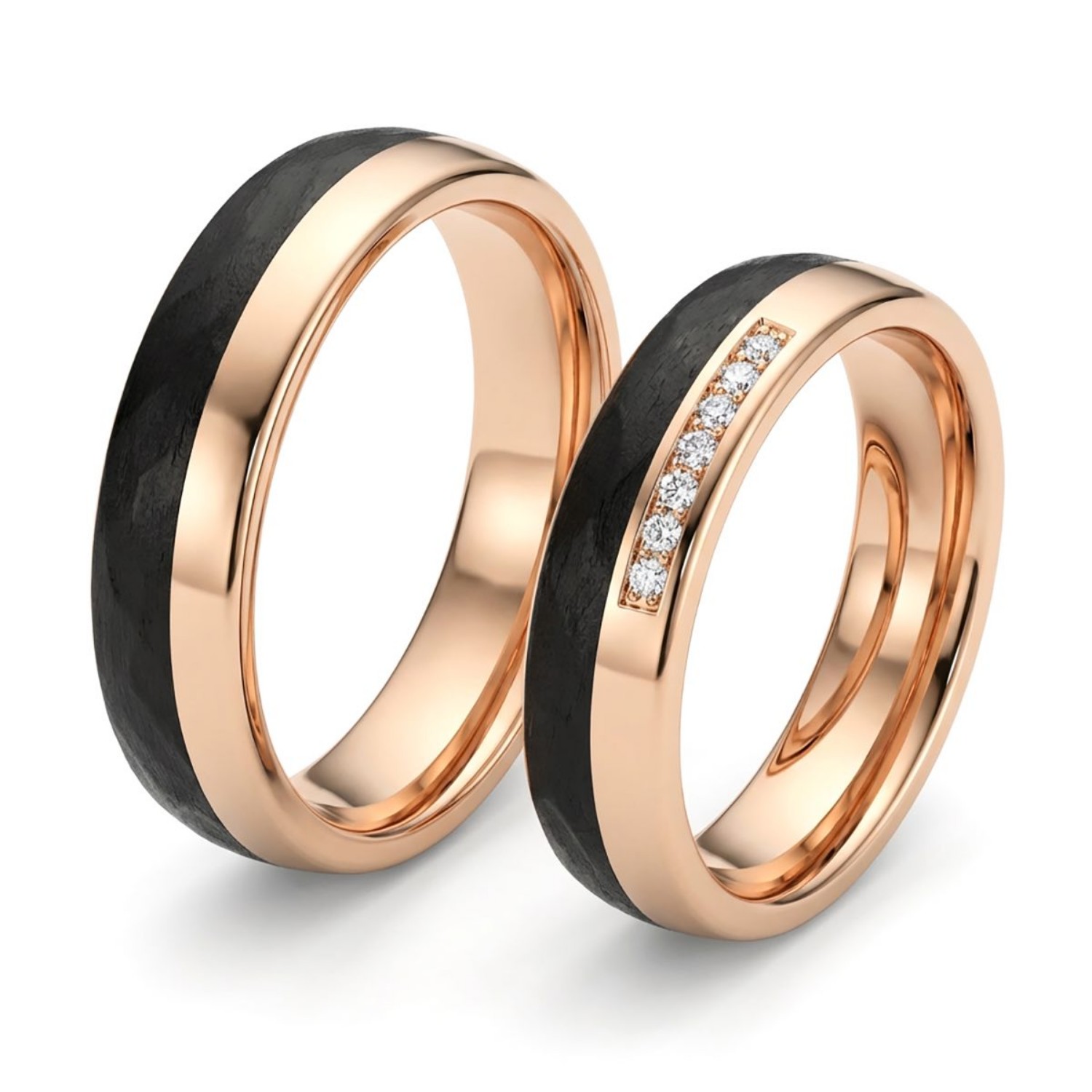 Gifteringer med carbon, diam. 0.108 ct, 5 mm. Carbon - 4981454